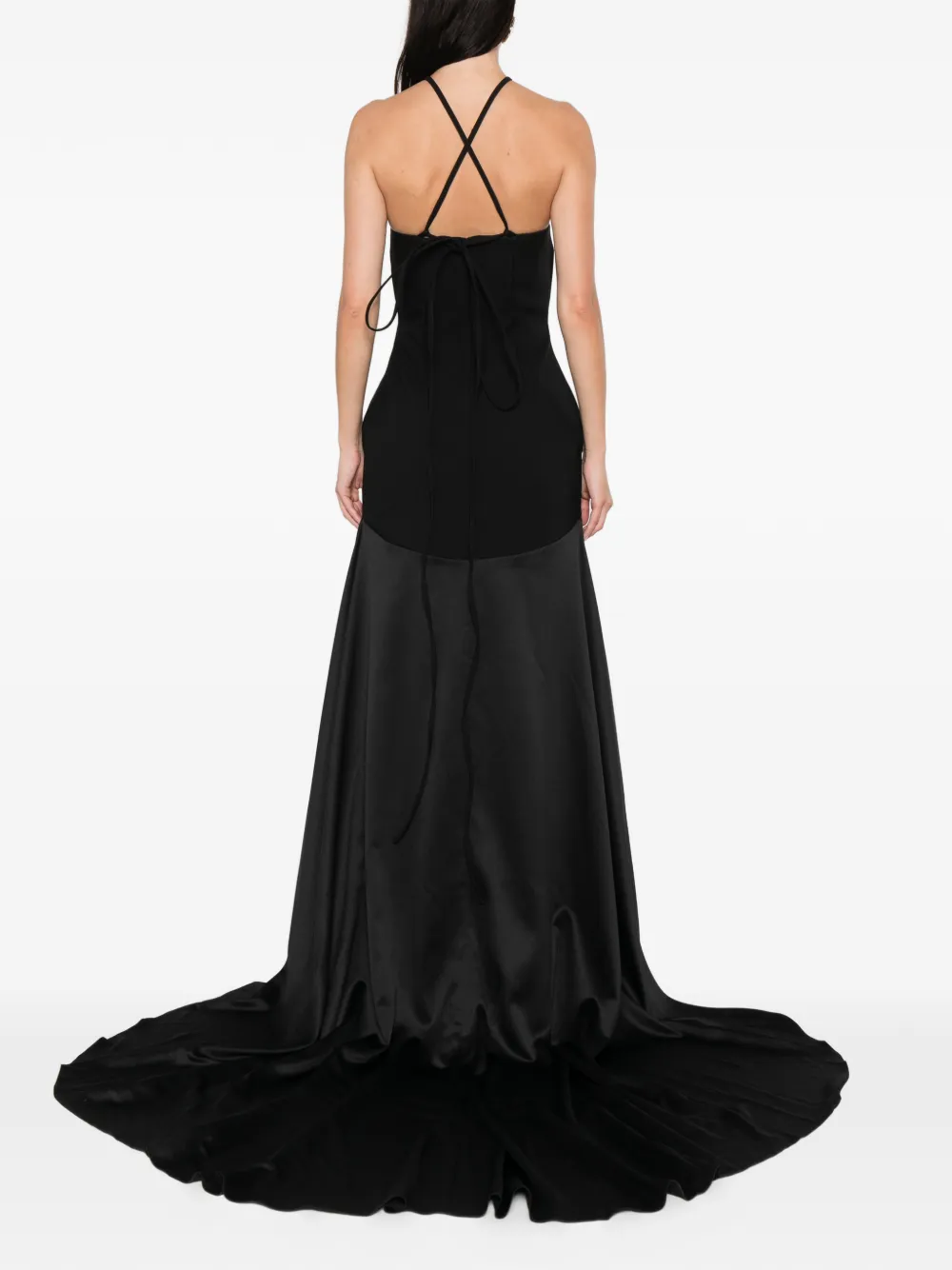 Solace London Draped Statment Halterneck Ophelia Maxi Dress In Black