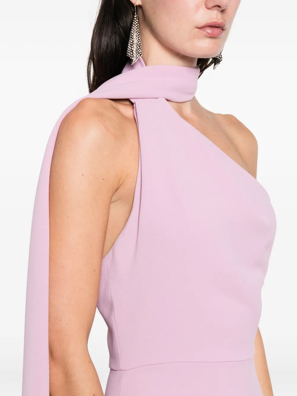 Solace London One-shoulder Drape Dress In Pink