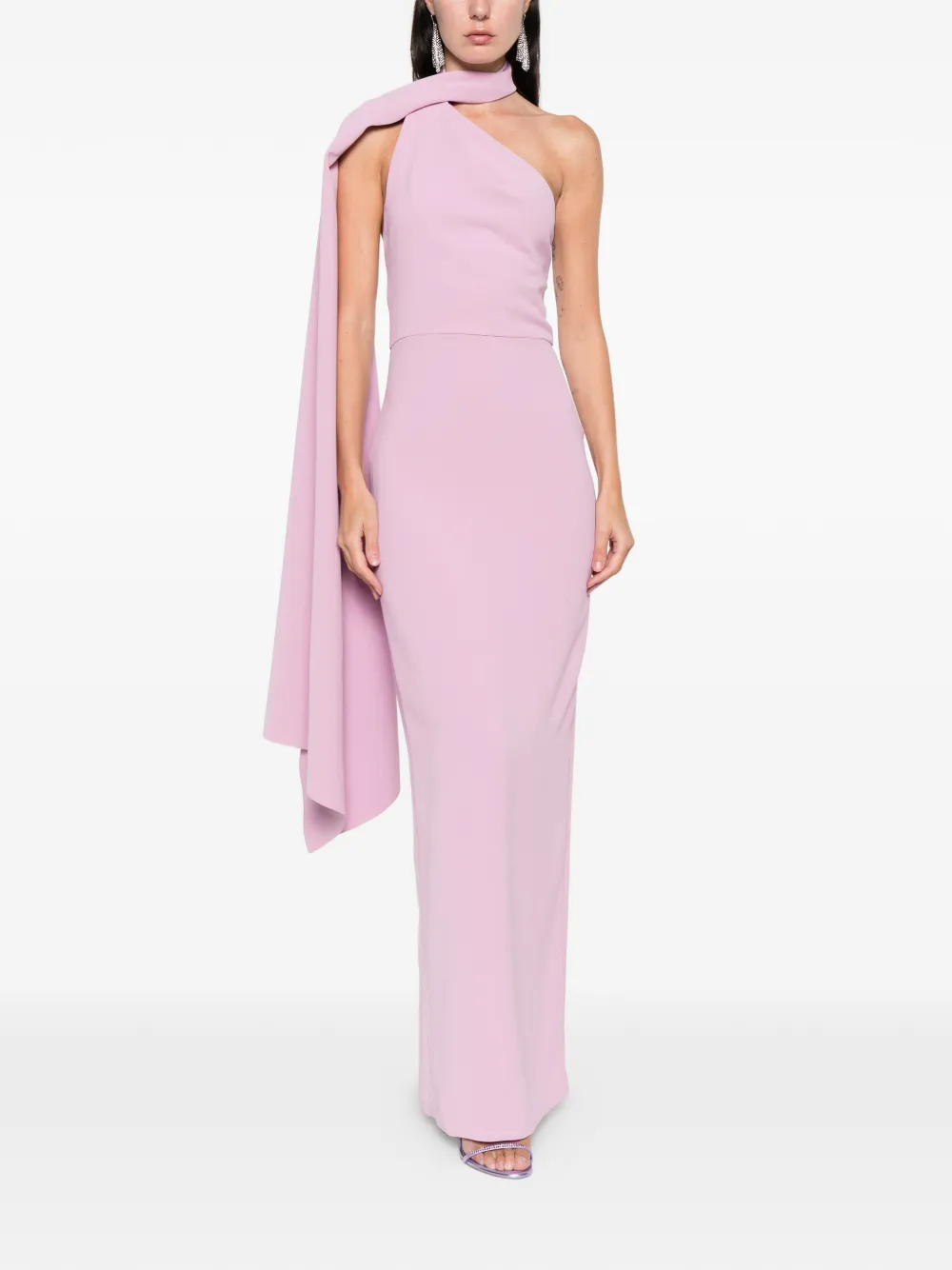 Solace London one-shoulder drape dress - Roze