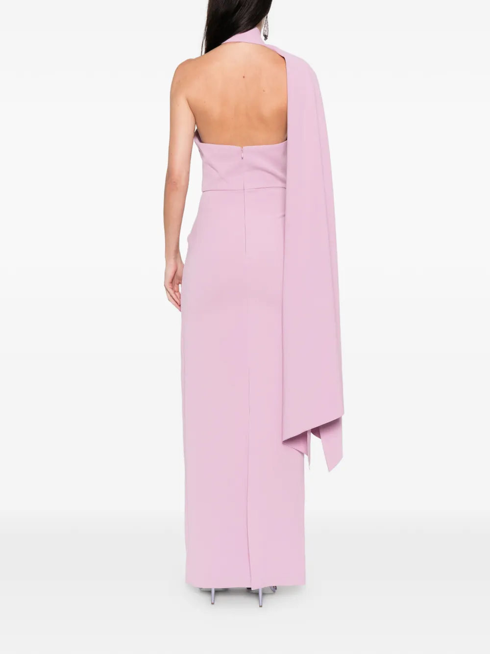Solace London One-shoulder Drape Dress In Pink