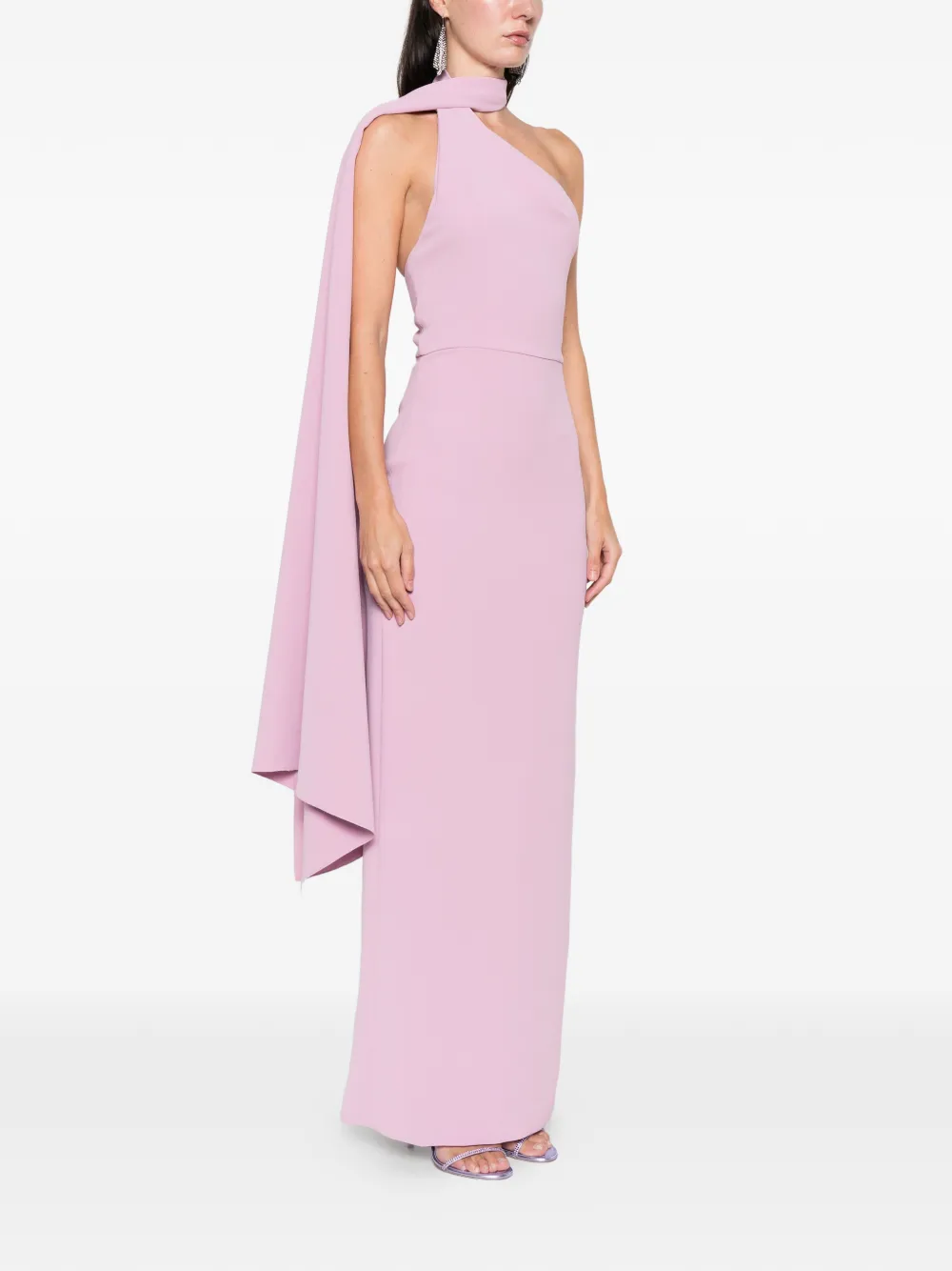 Solace London One-shoulder Drape Dress In Pink