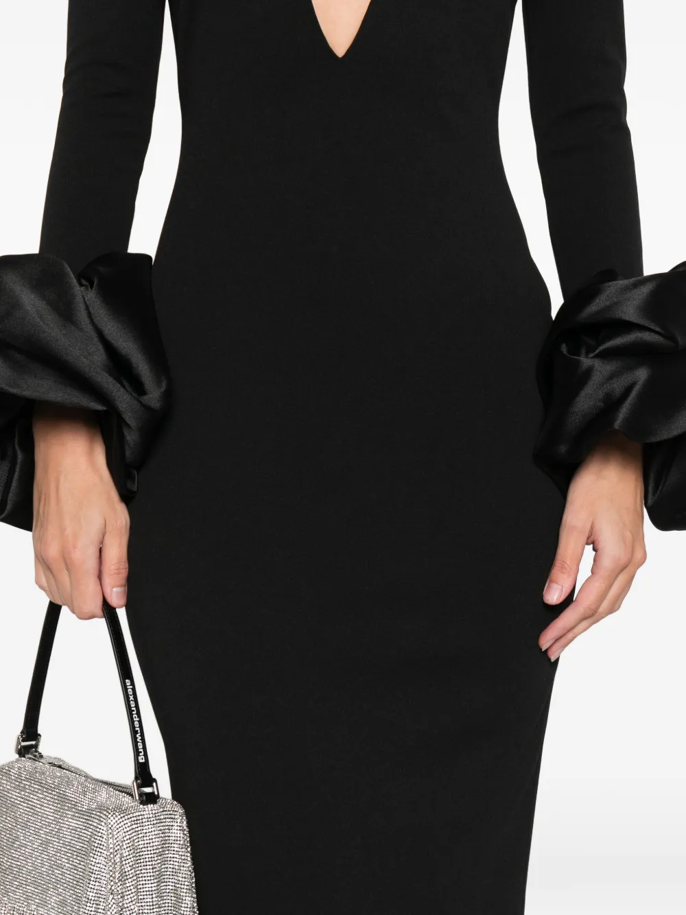 Solace London Jurk met ruches en V-hals Zwart