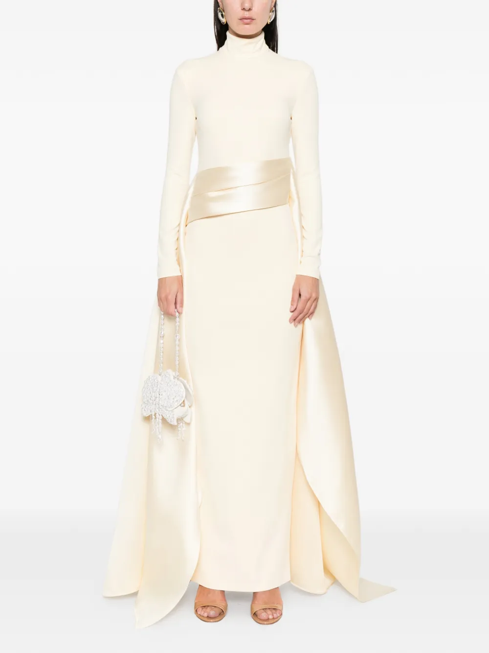 Solace London roll-neck maxi dress - Beige