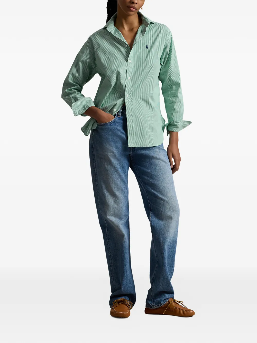 Polo Ralph Lauren Ruimvallende gestreepte katoenen blouse Groen
