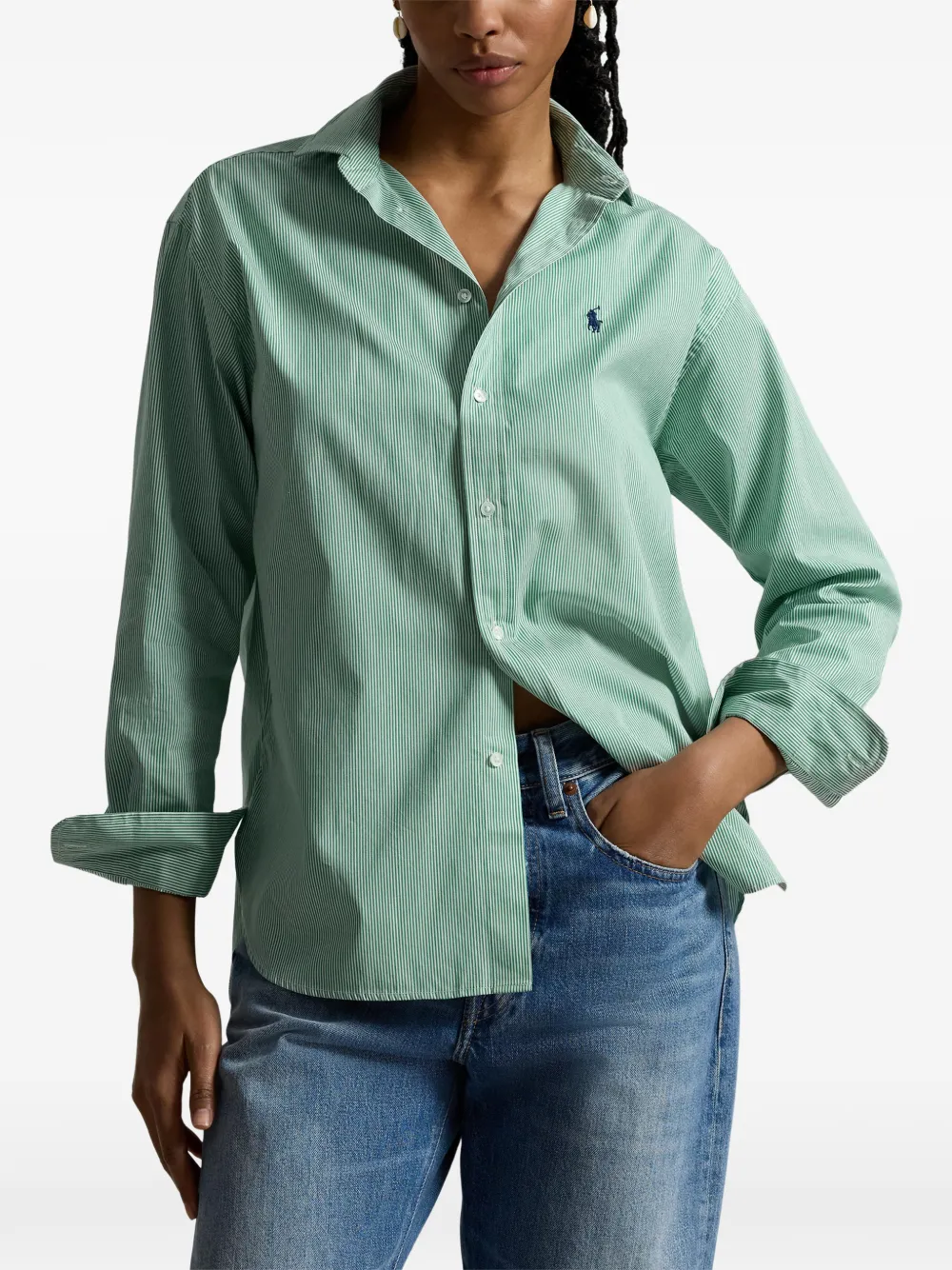 Polo Ralph Lauren Ruimvallende gestreepte katoenen blouse Groen