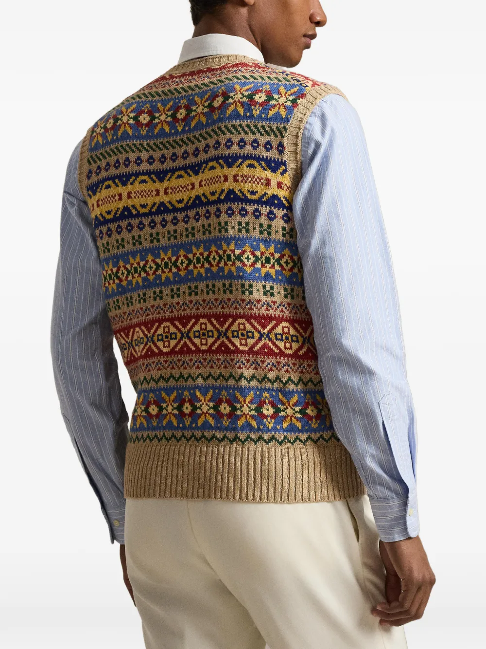 Polo Ralph Lauren Fair Isle gilet met V-hals Beige