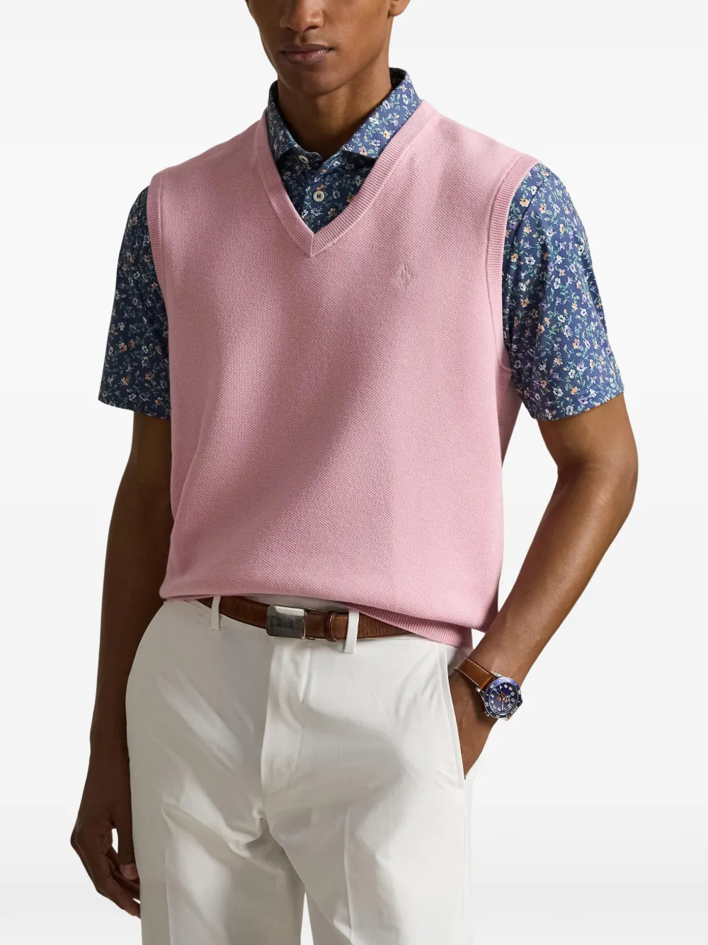RLX Ralph Lauren V-neck polo-embroidery Vest | Pink | FARFETCH