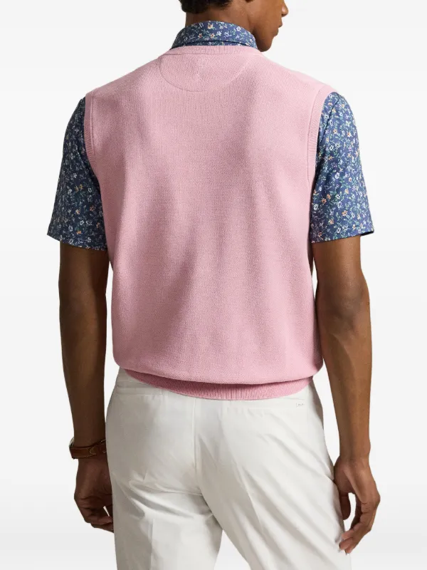 トップス cotton embroidery vest louren RLX Ralph Lauren V-neck polo-embroidery Vest | Pink | FARFETCH