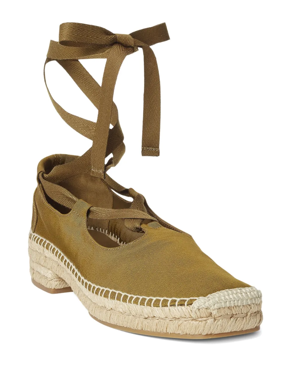 Polo Ralph Lauren Espadrilles met veters en hak Bruin