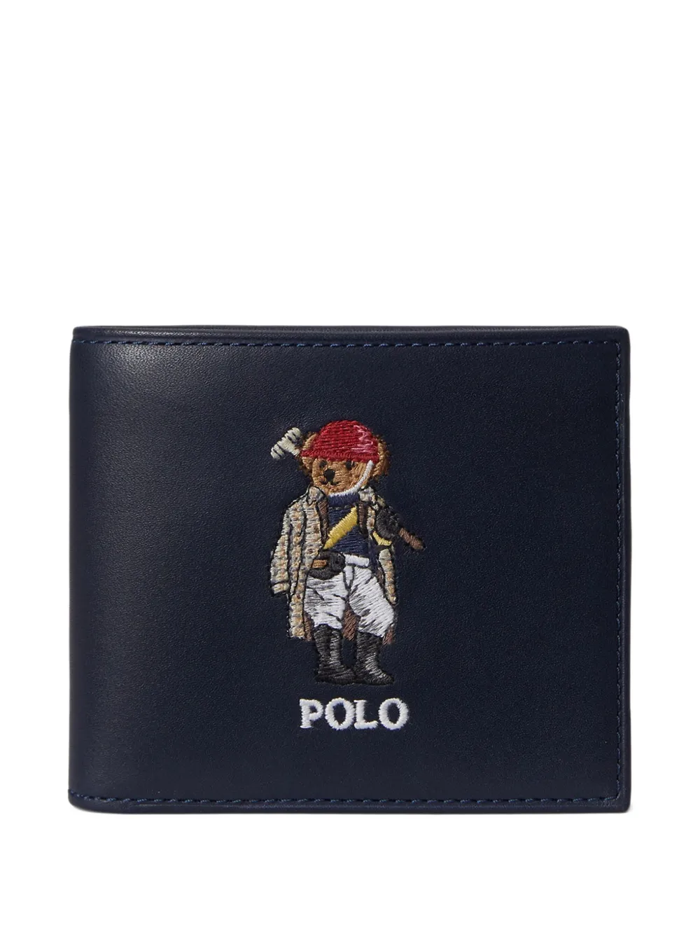 Polo Ralph Lauren Portafoglio bi-fold in pelle con ricamo - Blu