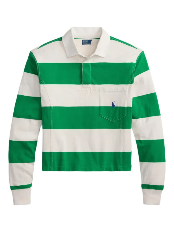 Polo Ralph Lauren Striped Patch Pocket Rugby Shirt in Green