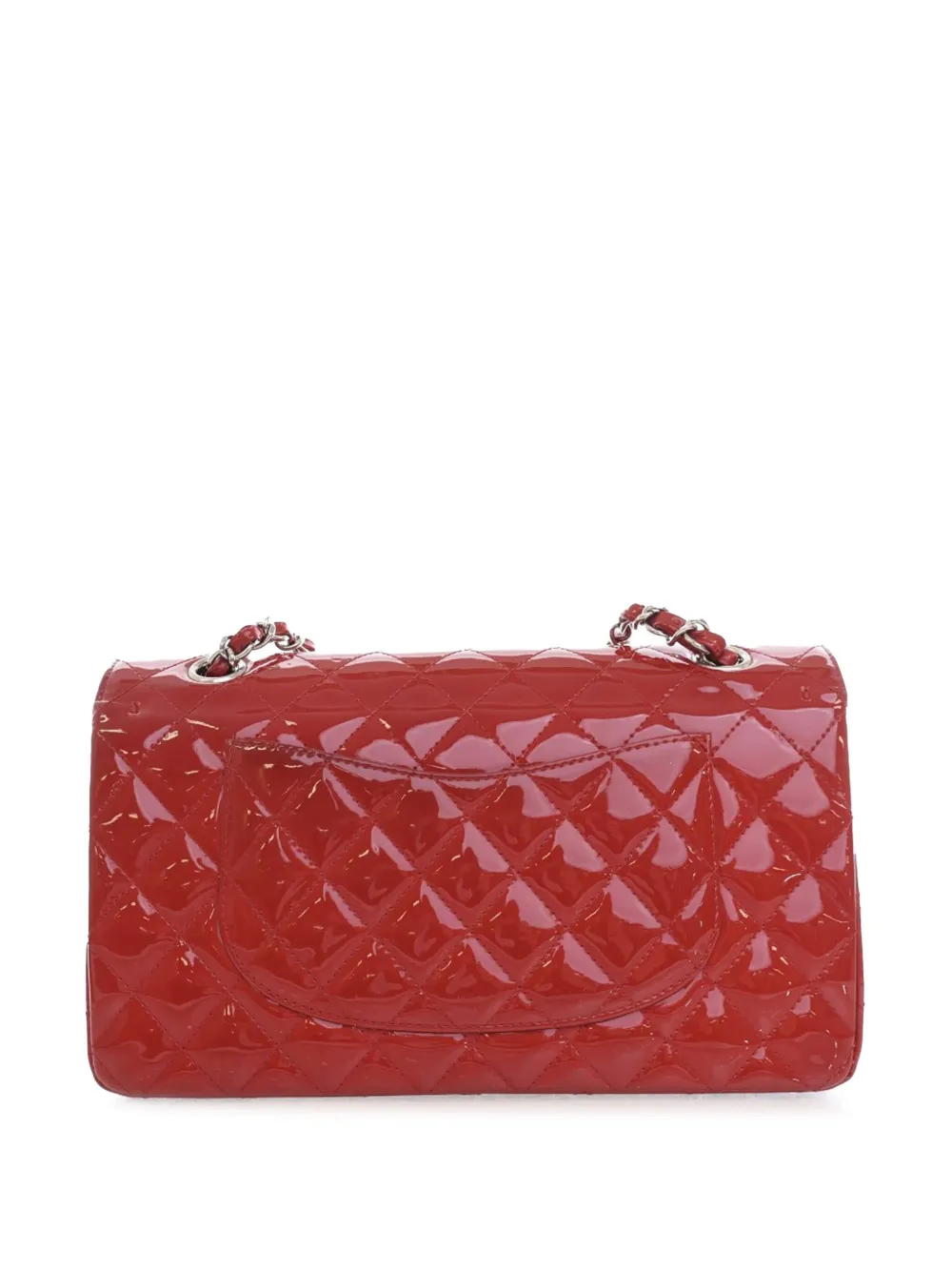 CHANEL Pre-owned 2009-2010 Medium Classic Patent Double Flap Shoulder Bag In Red
