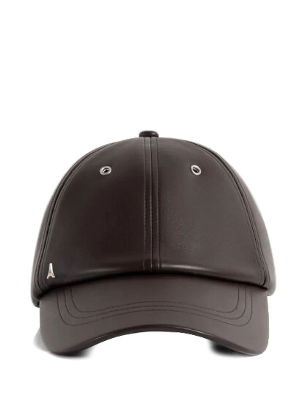 Lou Faux-Leather Brown Baseball Cap