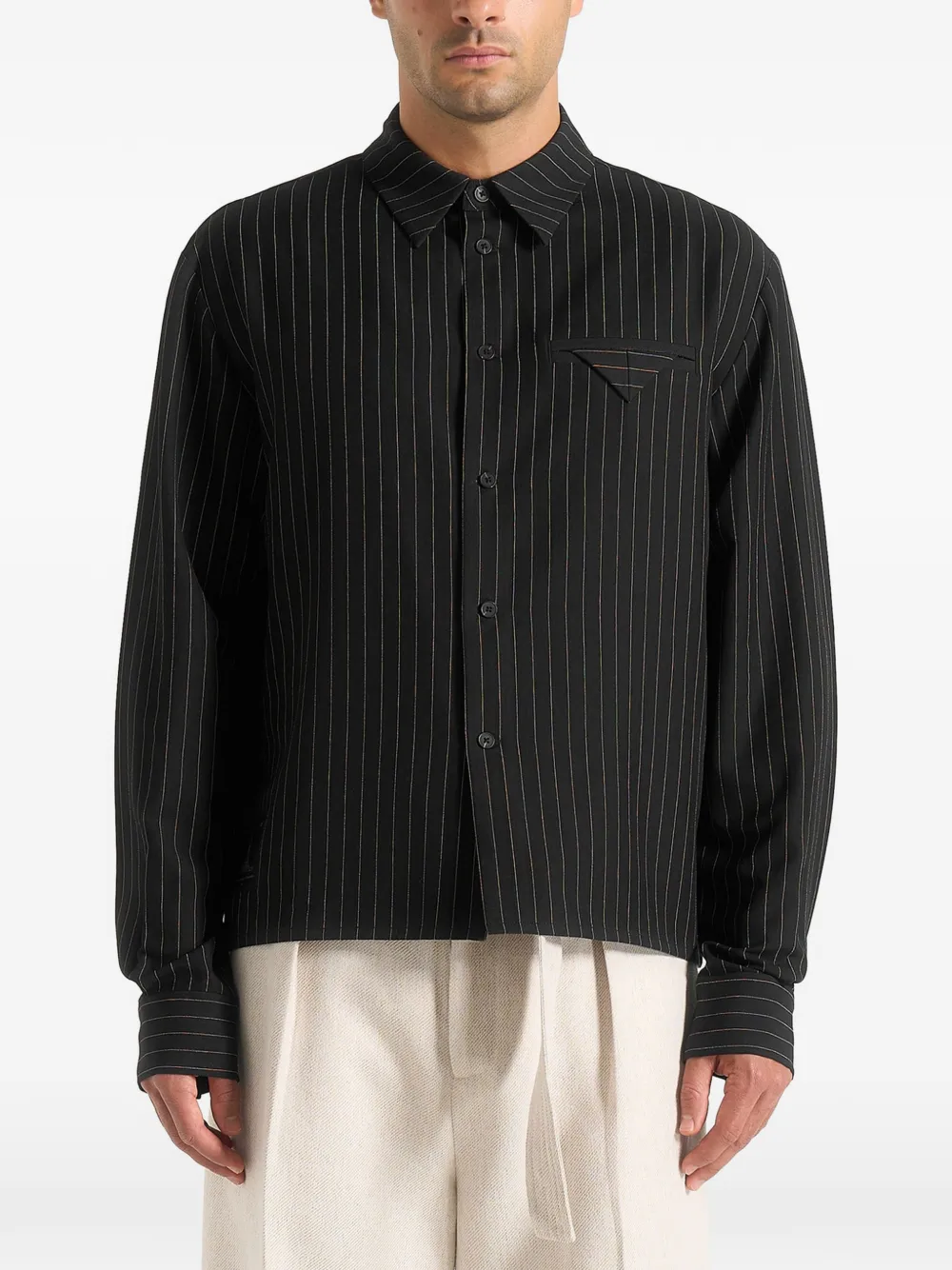 Manière De Voir Arlo pinstripe-pattern chest-pocket shirt - Nero