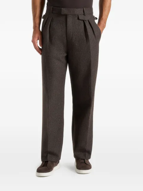 Manière De Voir Pierre - twin pleat melange tailored trousers - brown