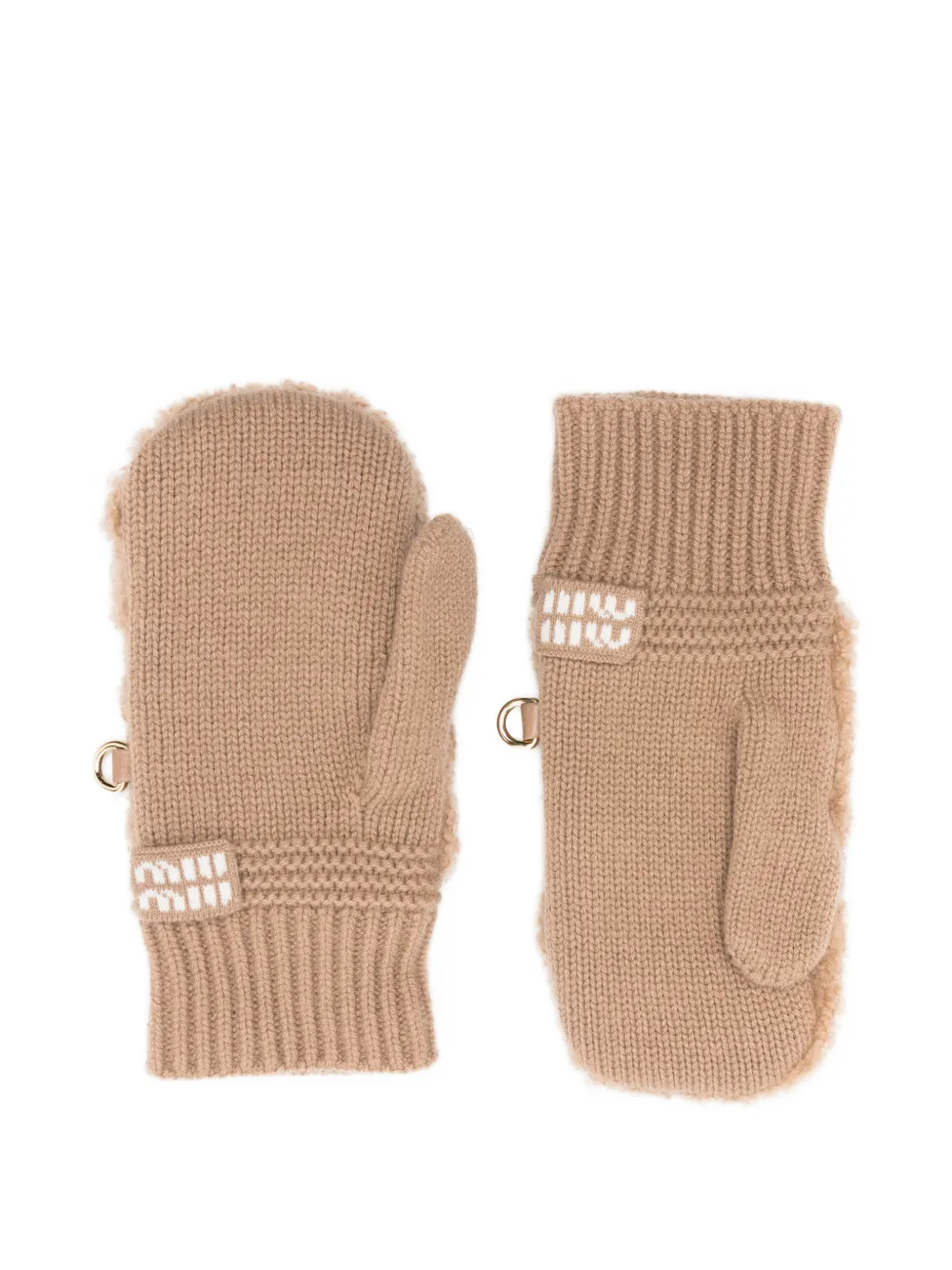Miu Miu shearling gloves - Beige