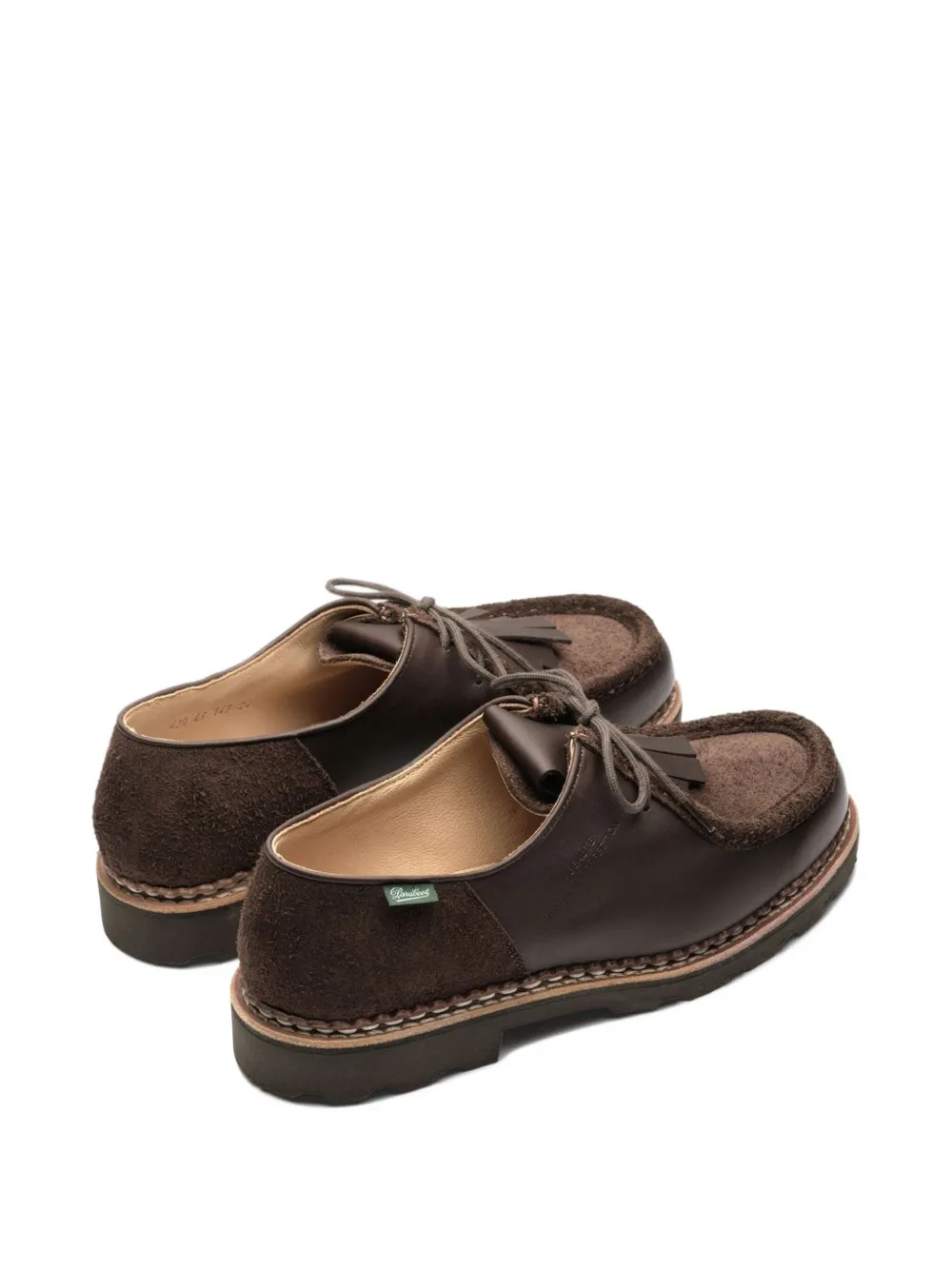 Paraboot Lace-up Shoes With Fringe And Stitch Detail In Brown