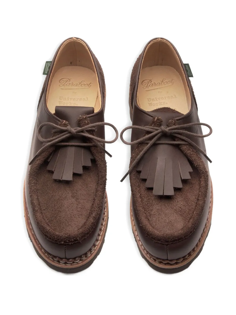 Paraboot Lace-up Shoes With Fringe And Stitch Detail In Brown