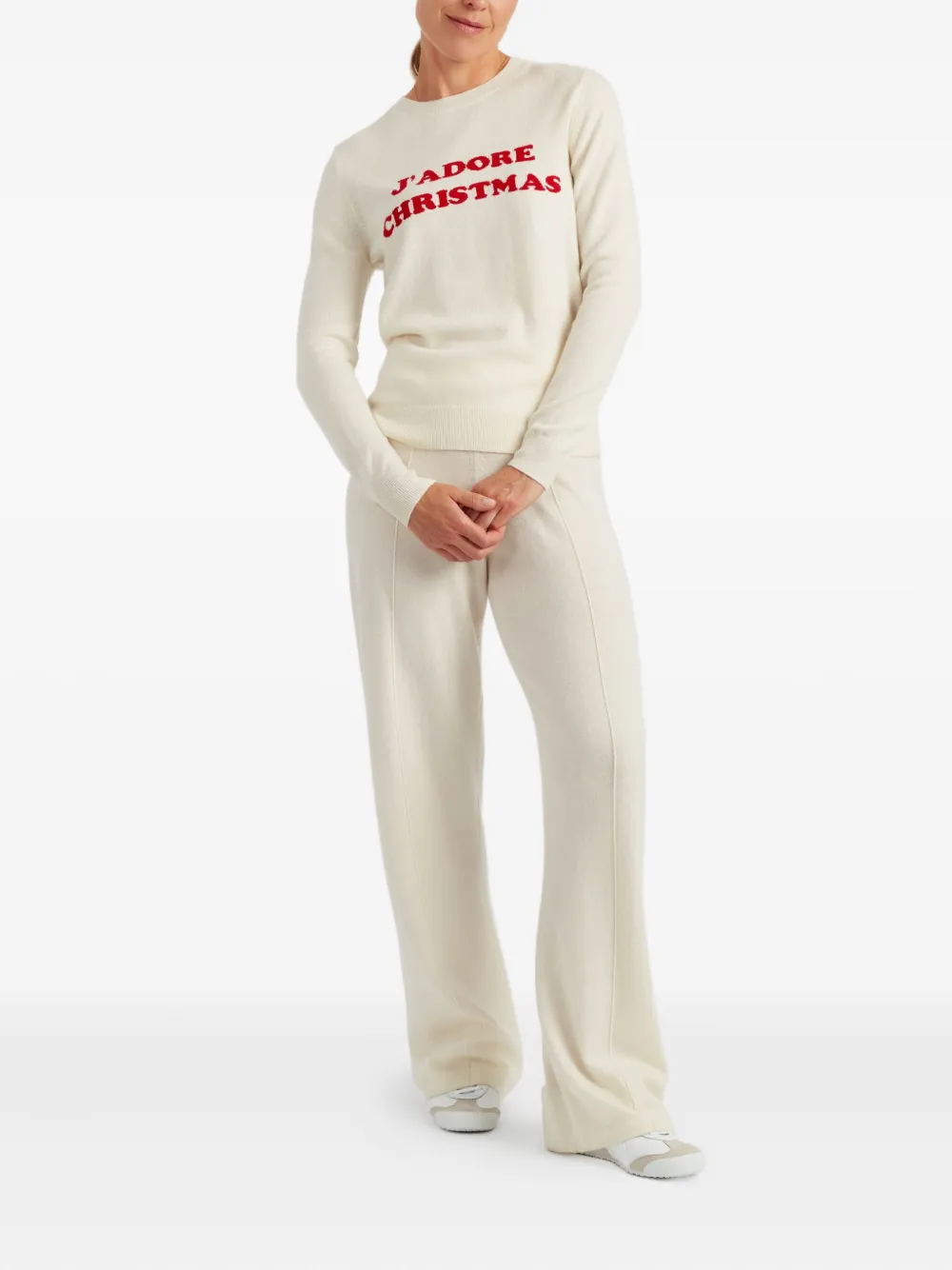 Chinti & Parker Wool-cashmere J'adore Christmas Sweater In White