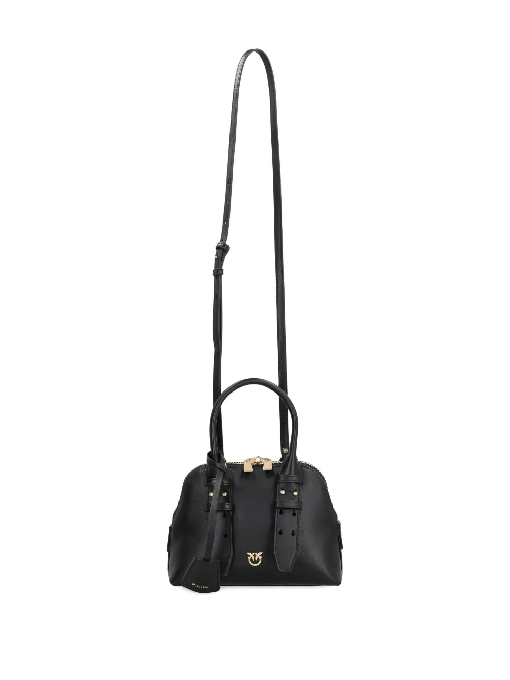 Pinko Logo-detailing Leather Shoulder Bag In Black