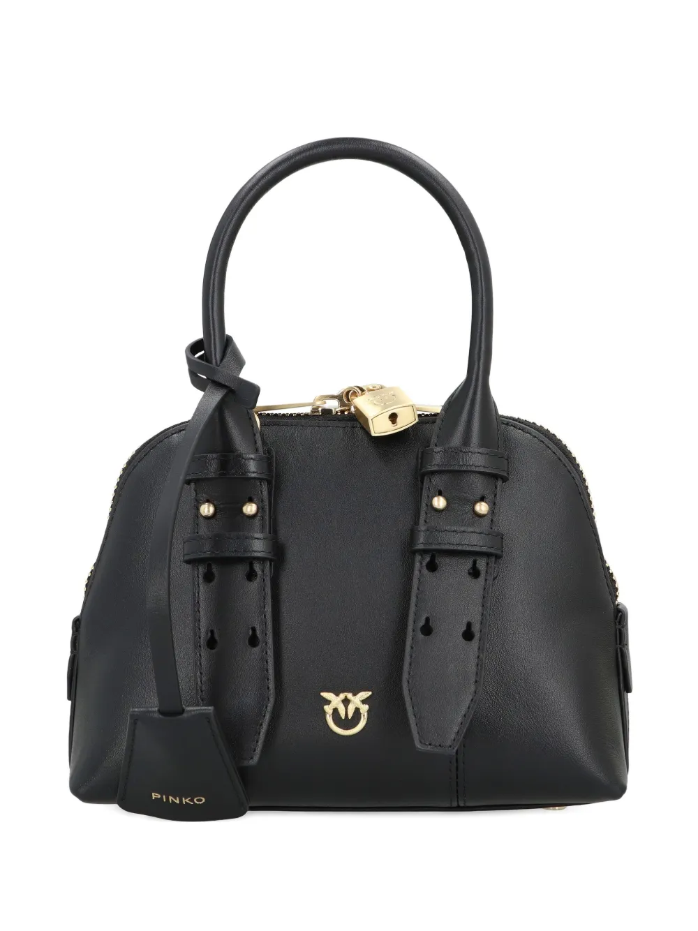 Pinko Logo-detailing Leather Shoulder Bag In Black