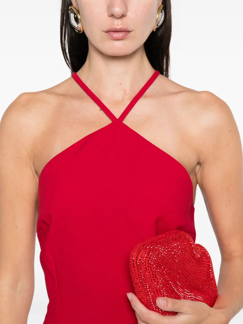 Solace London Halter Maxi Dress In Red