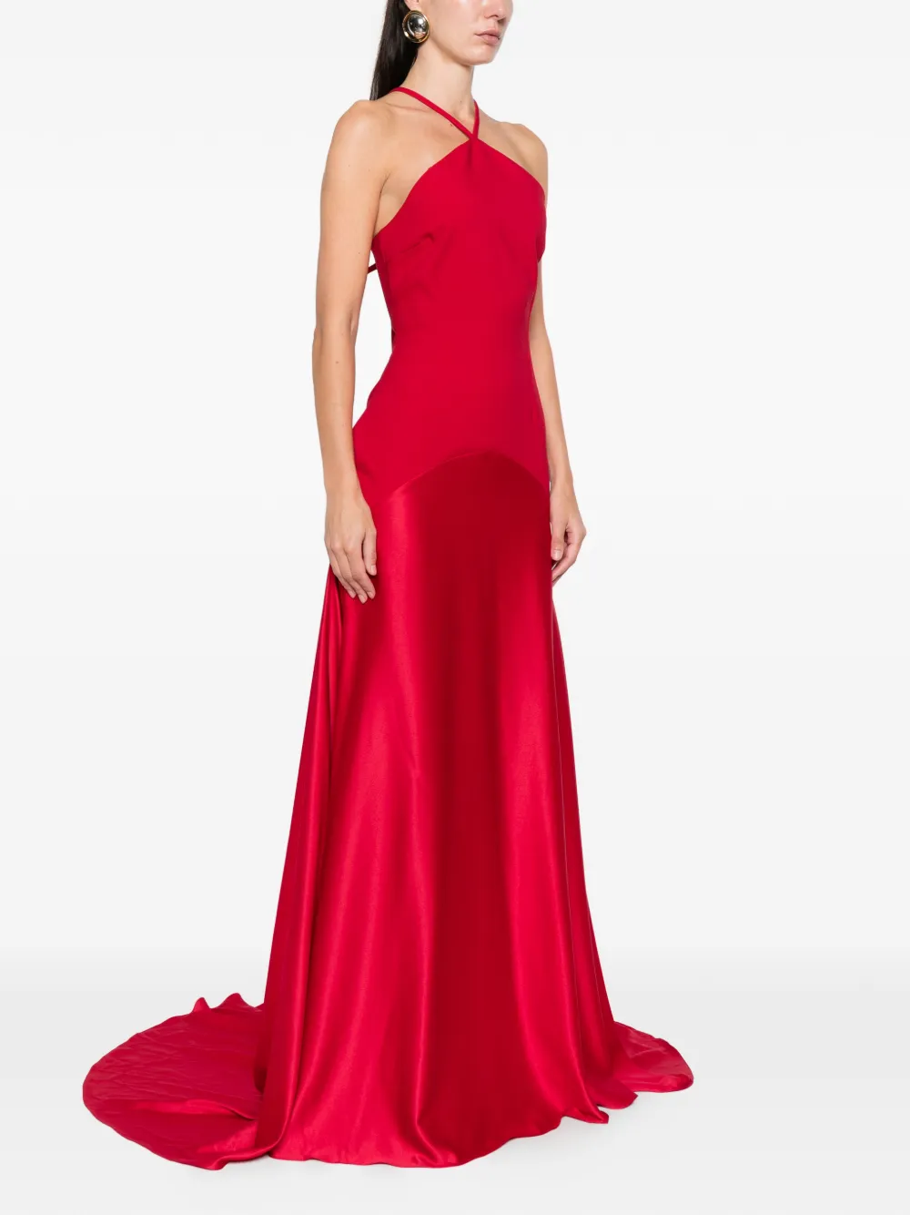 Solace London Halter Maxi Dress In Red