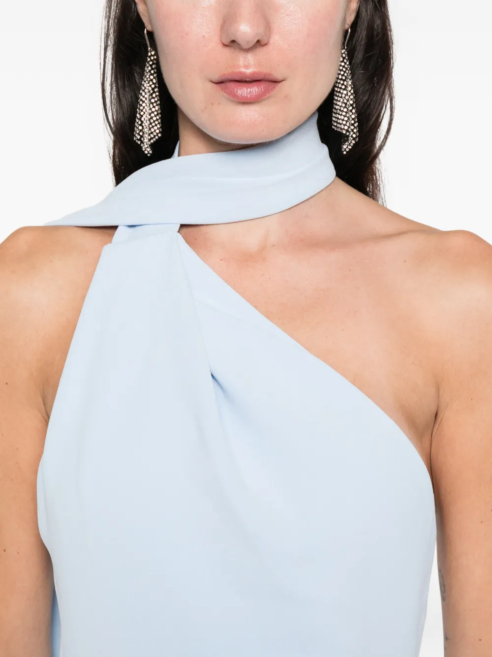 Solace London One-shoulder Drape Dress In Blue