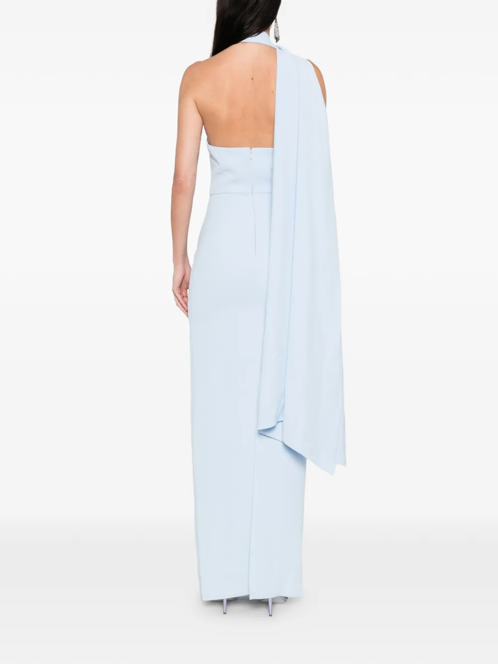 Solace London One-shoulder Drape Dress In Blue