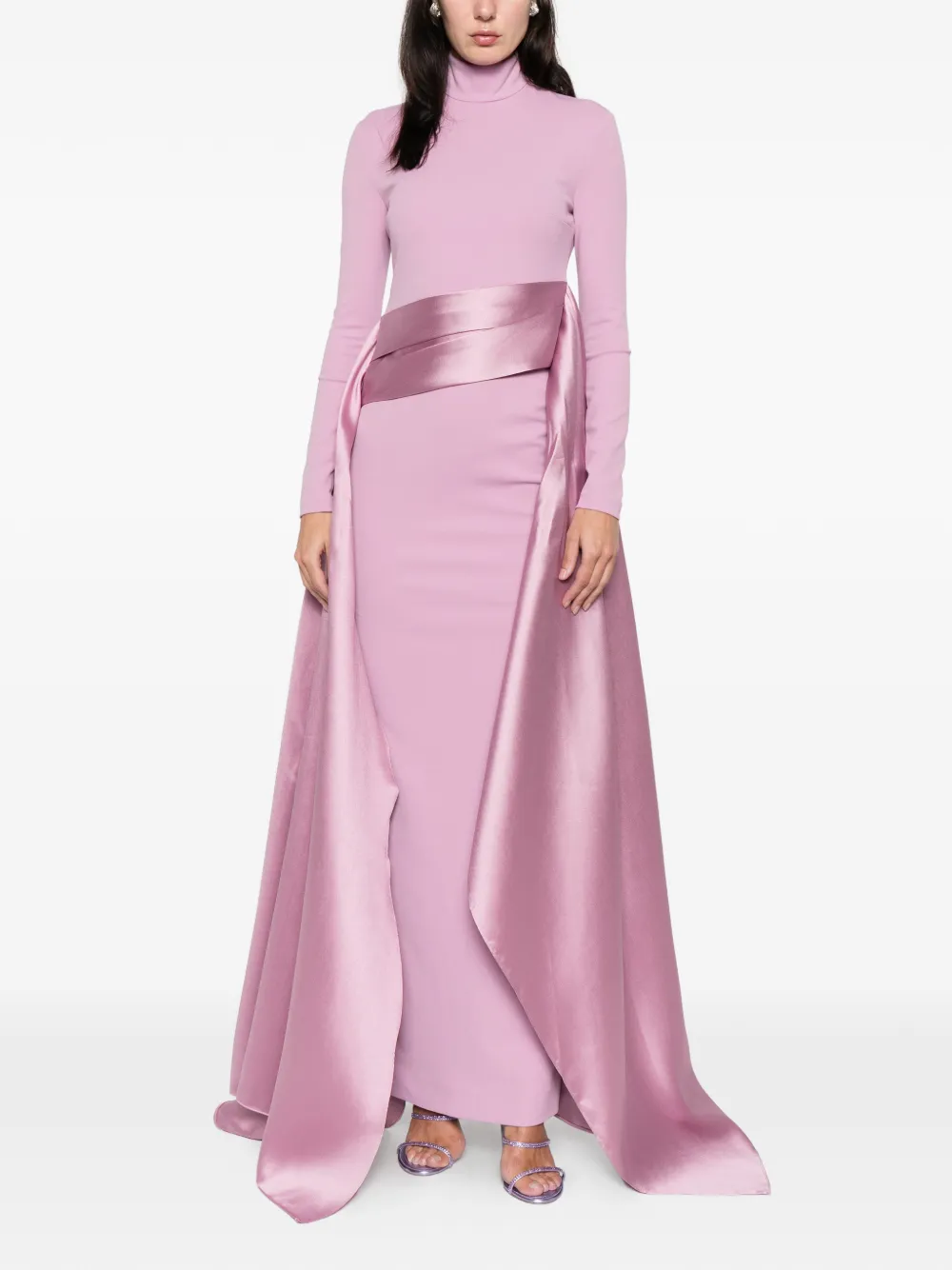 Solace London high-neck sash dress - Roze