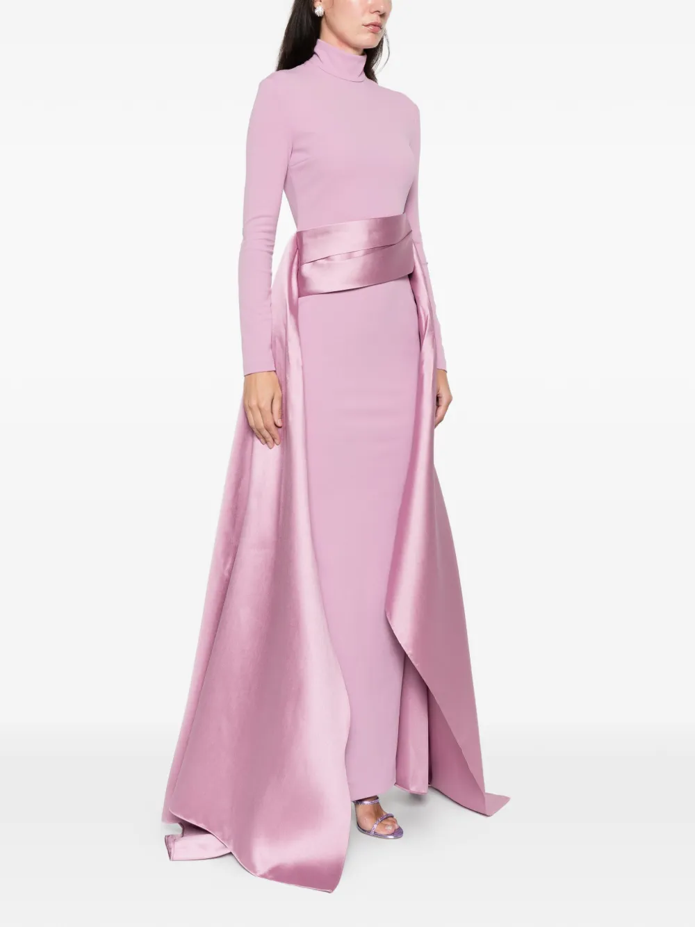 Solace London High-neck Sash Dress In Pink