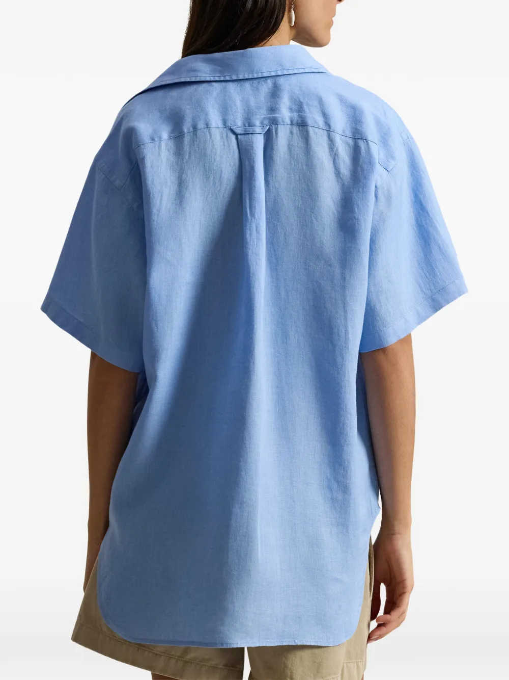 Polo Ralph Lauren Linnen blouse met opgestikte zak Blauw