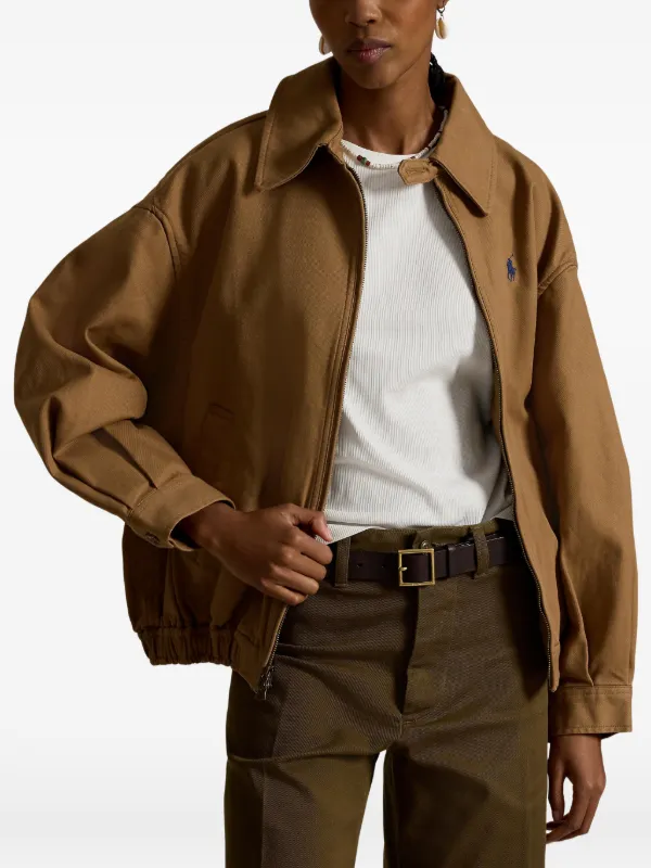 Polo Ralph Lauren pony-embroidered Zip Jacket | Brown | FARFETCH