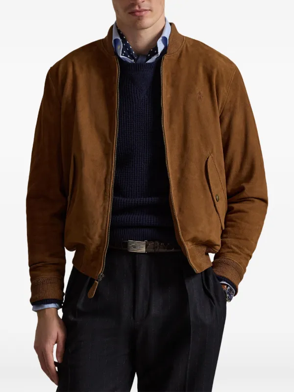 Polo Ralph Lauren Zipped Suede Jacket | Brown | FARFETCH IN