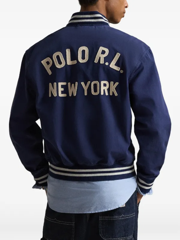 Polo Ralph Lauren Appliqué striped-trim Jacket | Blue | FARFETCH