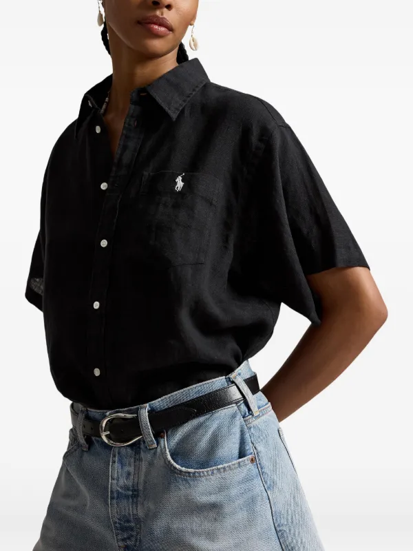 Polo Ralph Lauren パッチポケット リネンシャツ | ブラック | FARFETCH JP