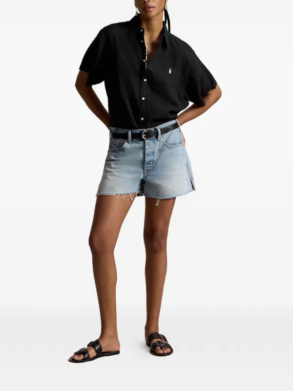 Polo Ralph Lauren パッチポケット リネンシャツ | ブラック | FARFETCH JP