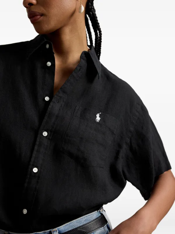 Polo Ralph Lauren パッチポケット リネンシャツ | ブラック | FARFETCH JP