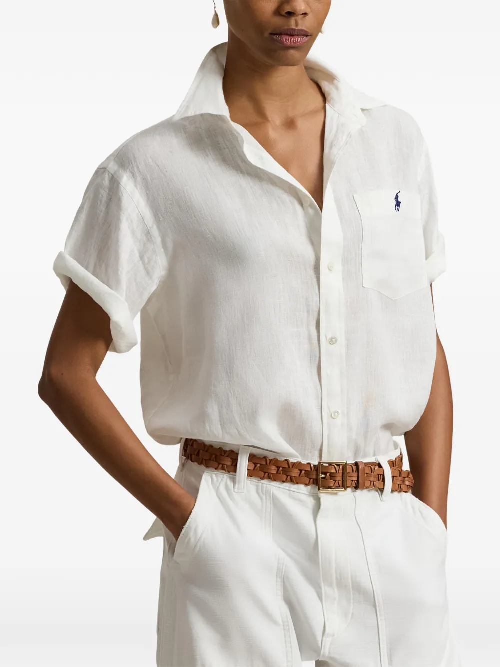  Polo Ralph Lauren Oversize Patch Linen Shirt - Neutrals 