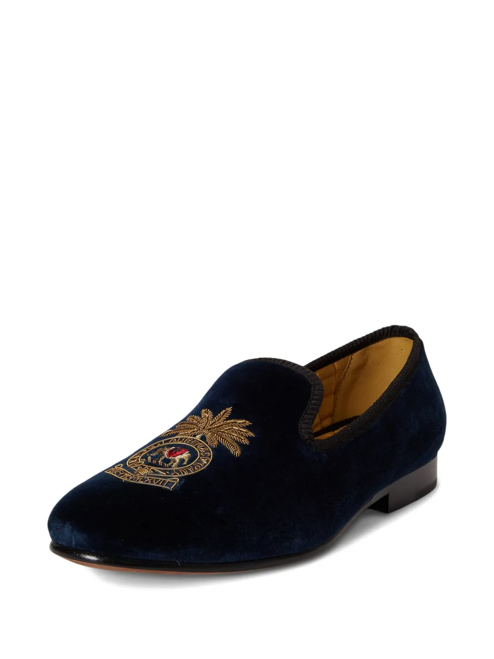Polo Ralph Lauren Paxton Crest fluwelen slippers Blauw