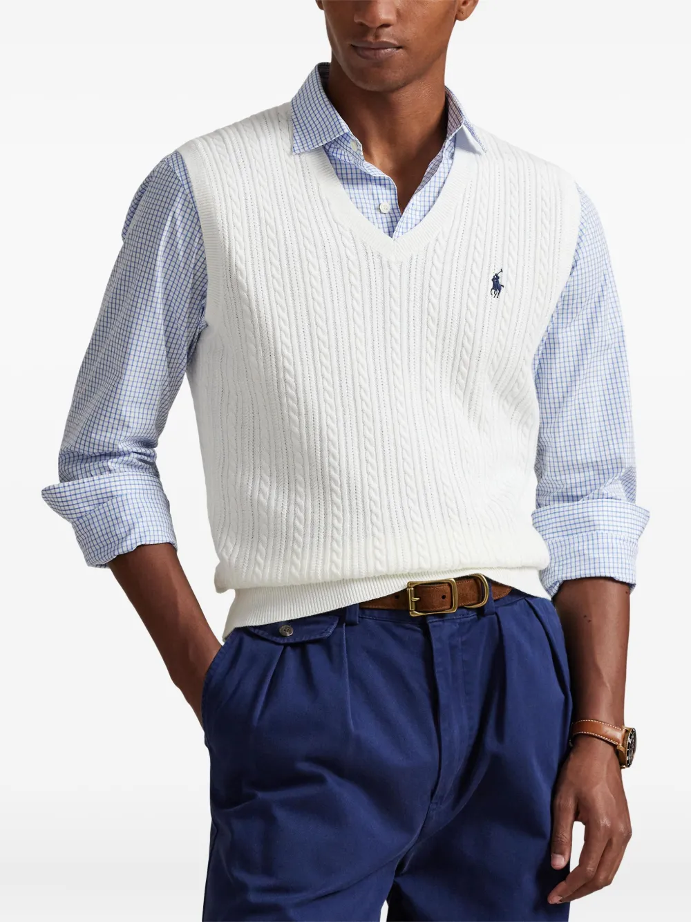 Polo Ralph Lauren Kabelgebreide top met geborduurd logo Wit