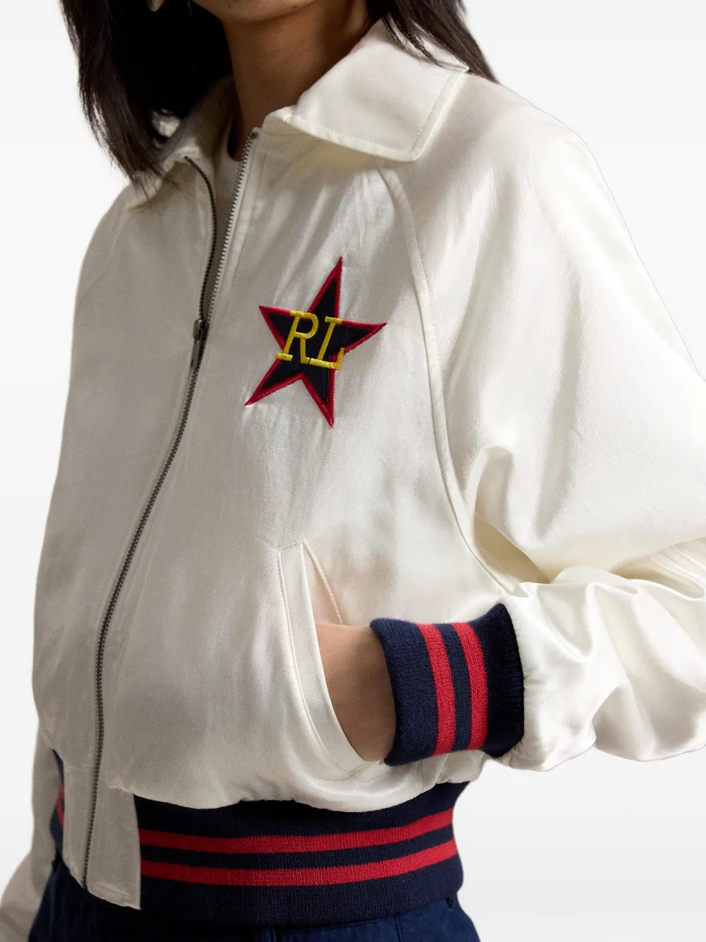Polo Ralph Lauren Bomberjack met geborduurde ster Wit