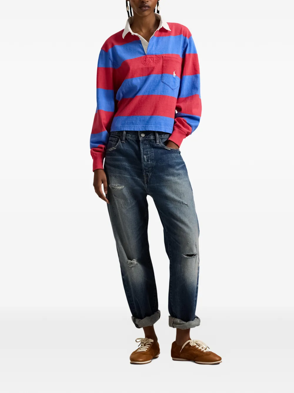 Polo Ralph Lauren Gestreept rugbyshirt met borstzak Rood