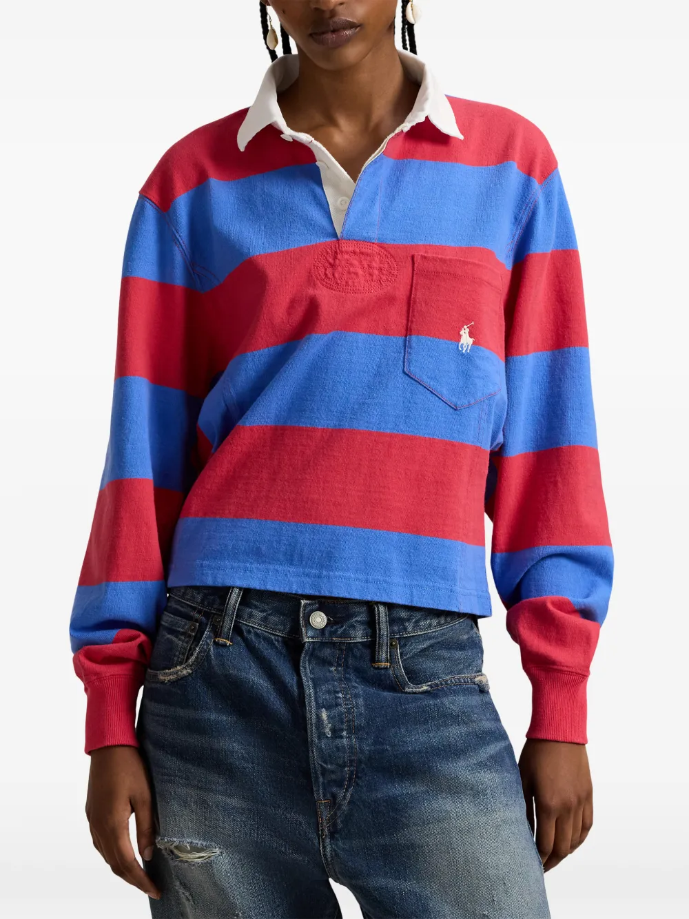 Polo Ralph Lauren Gestreept rugbyshirt met borstzak Rood