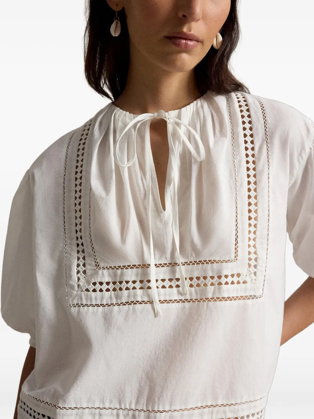 Polo Ralph Lauren Blouse met gestrikte hals Wit