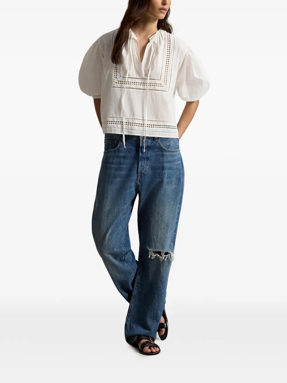 Polo Ralph Lauren Blouse met gestrikte hals Wit