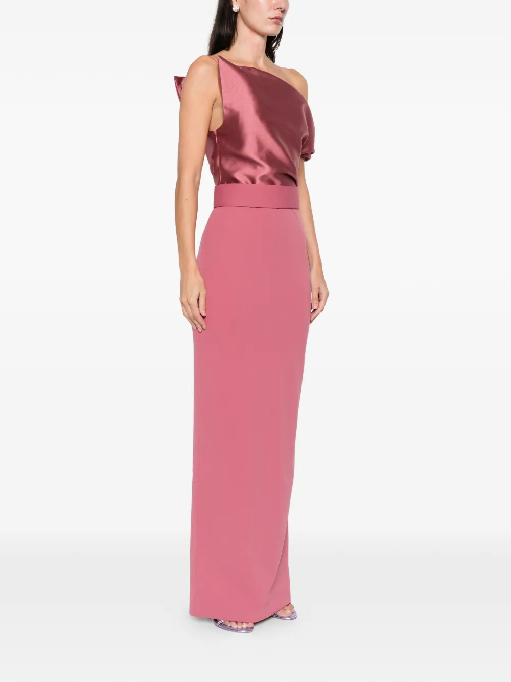 Solace London One-shoulder Dress In Pink