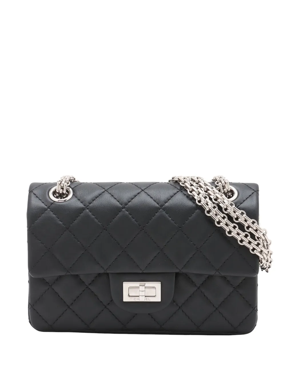 CHANEL Pre-Owned 2021-2025 ミニ リイシュー 2.55 マトラッセ ラムスキン シングルフラップ ショルダーバッグ