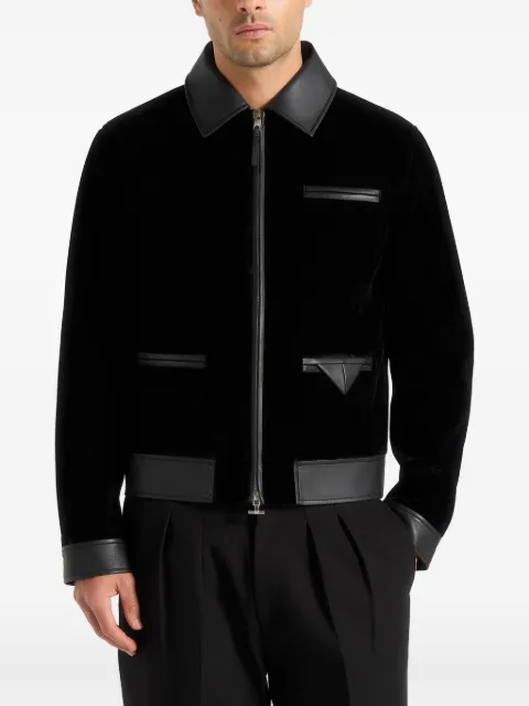 Manière De Voir Tony velvet & leather contrast jacket