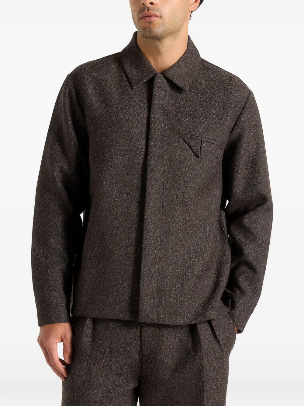 Manière De Voir Elliot gemêleerd getailleerd overhemd Bruin